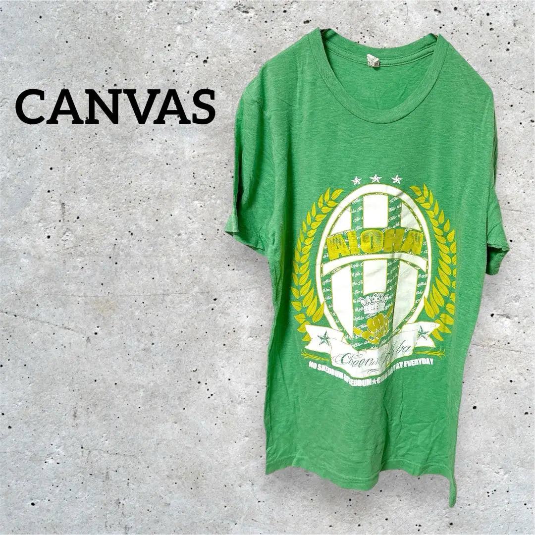 CANVAS Short Sleeve T -shirt Light Green Illustration Casual Used clothes | CANVAS 半袖 Tシャツ ライトグリーン イラスト カジュアル 古着