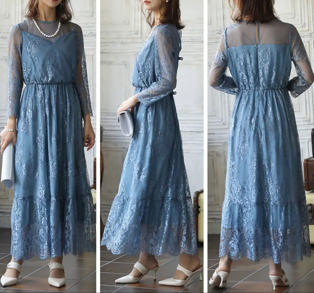 Epic Day [L] Lace combination long dress/flare dress