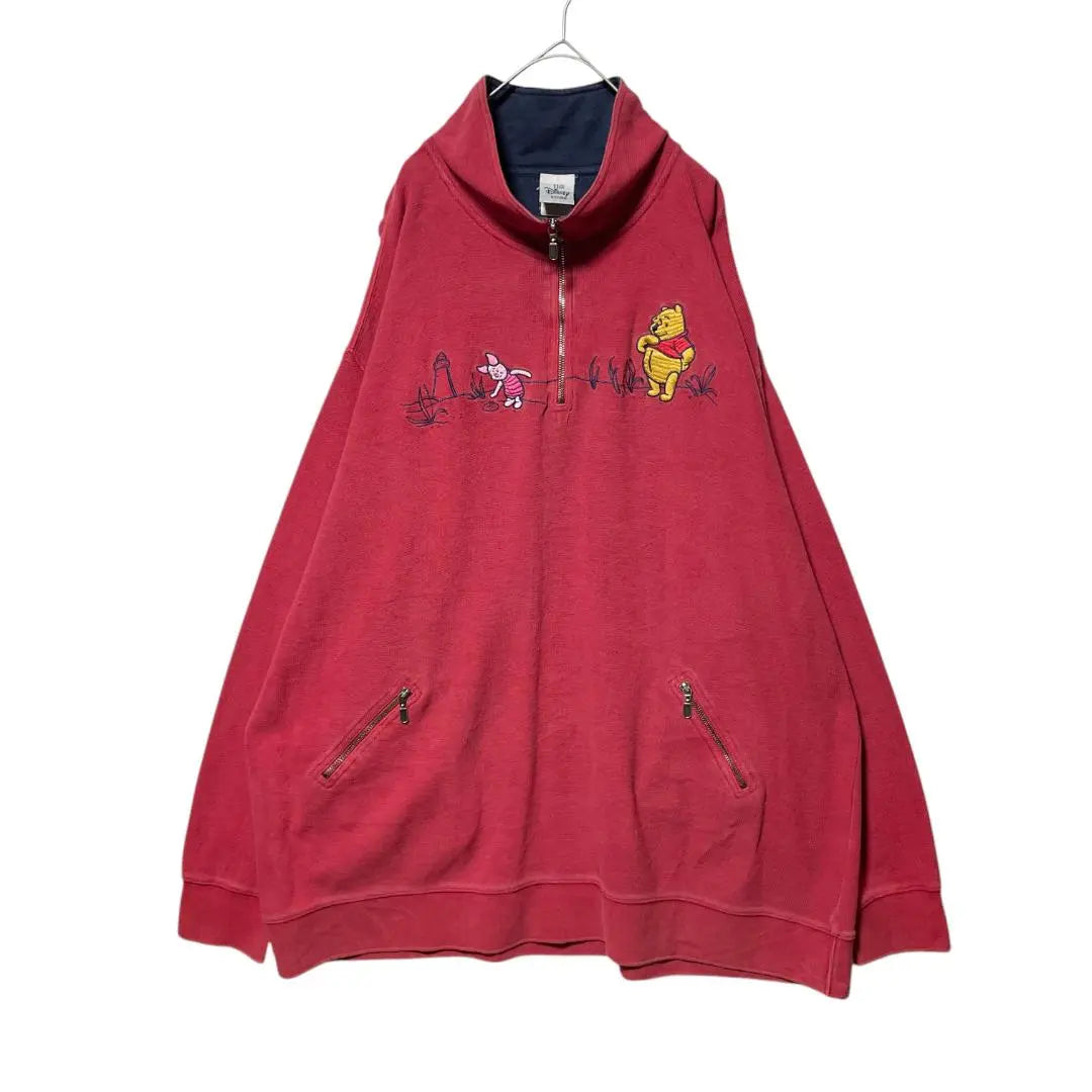 90s Hong Kong-made Disney Winnie the Pooh Embroidered Half Zip Sweatshirt XL