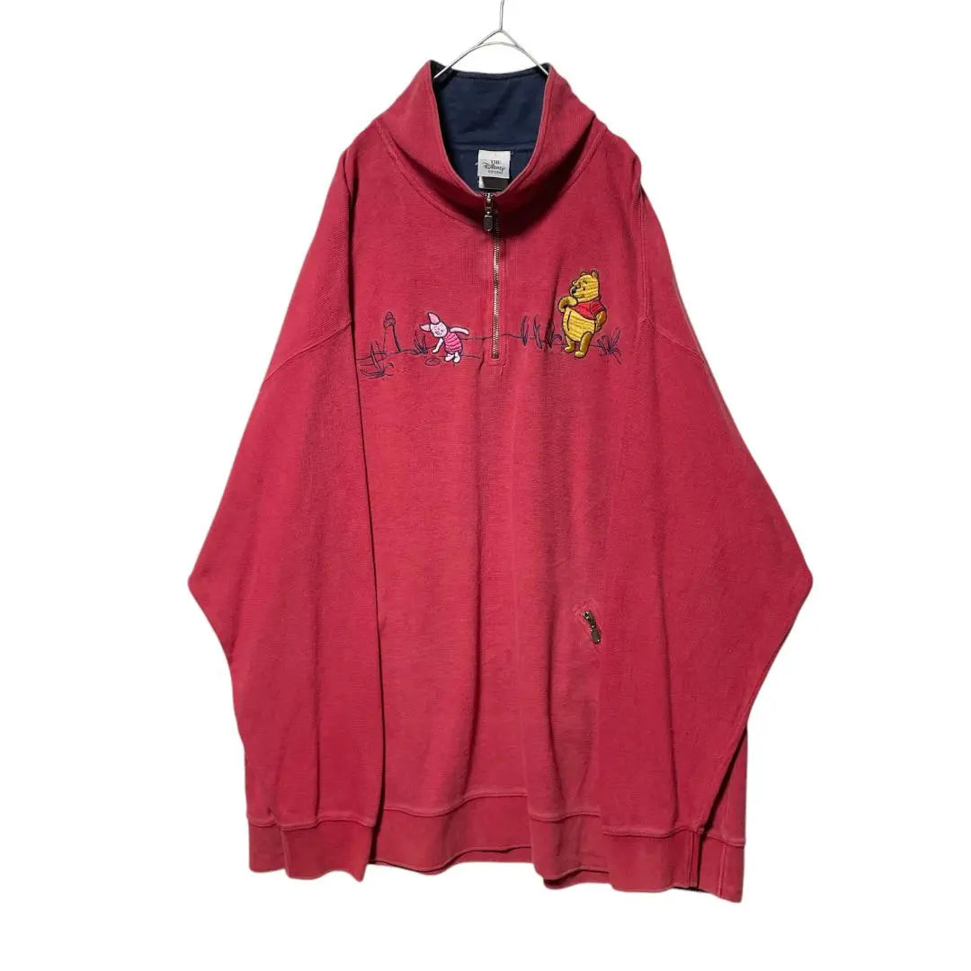 90s Hong Kong-made Disney Winnie the Pooh Embroidered Half Zip Sweatshirt XL