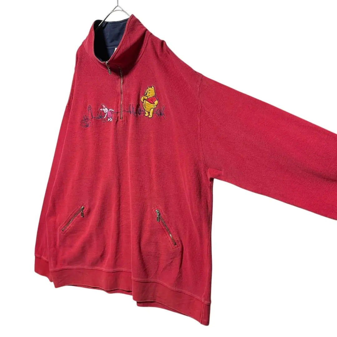 90s Hong Kong-made Disney Winnie the Pooh Embroidered Half Zip Sweatshirt XL