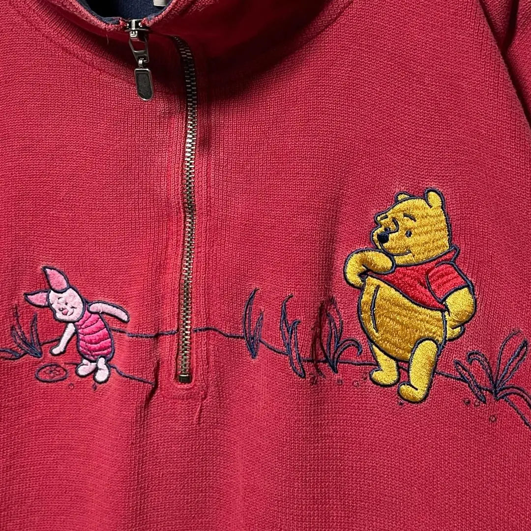 90s Hong Kong-made Disney Winnie the Pooh Embroidered Half Zip Sweatshirt XL