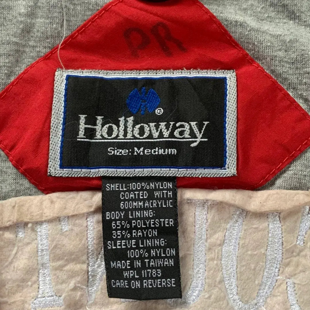 HOLLOWAY Vintage Nylon Jacket Embroidered Company Logo Back Logo Red/R237