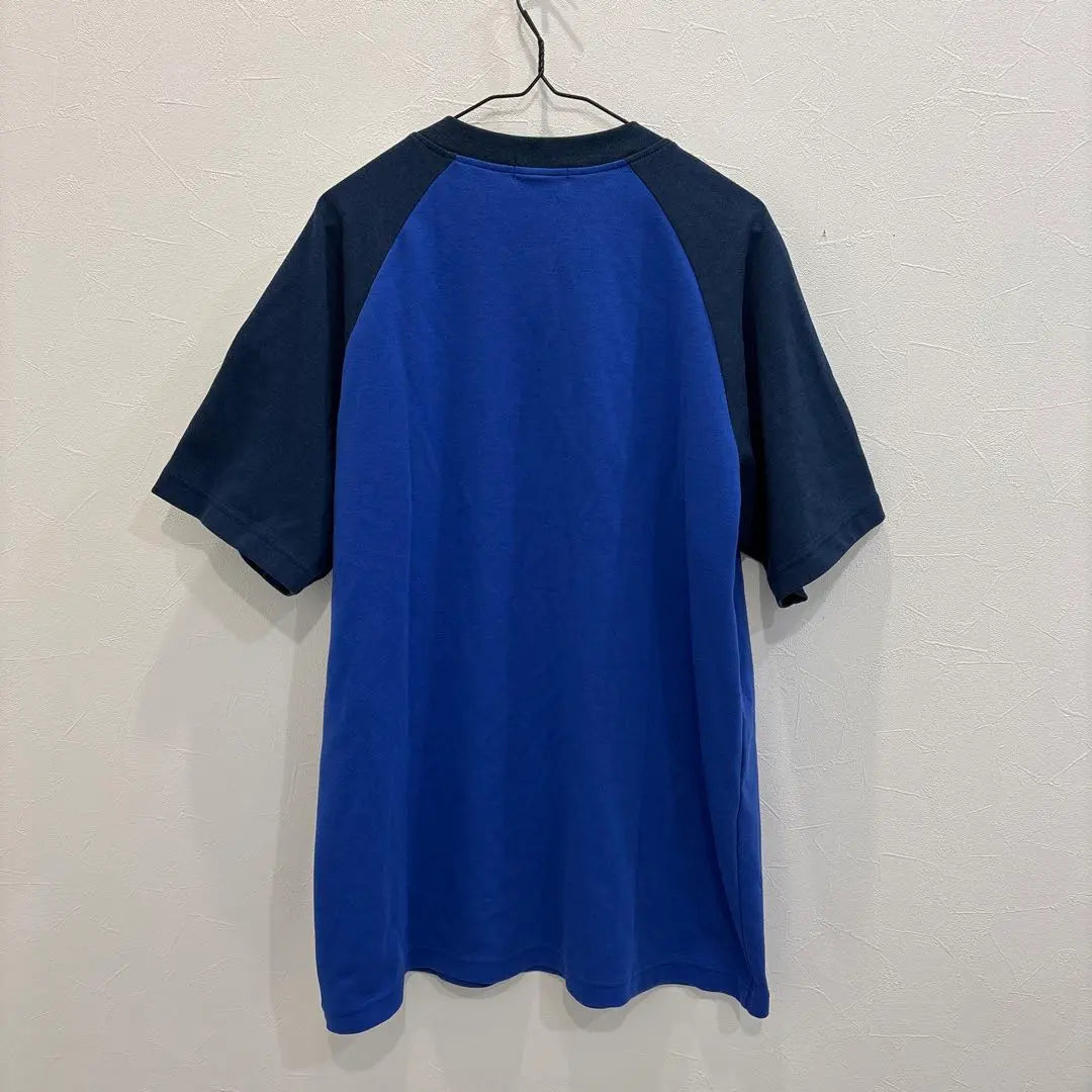 QM1278 FILA Camiseta Fila Manga Corta Cuello V Azul Hombre L | QM1278 FILA フィラ半袖tシャツ Vネックブルー メンズL以上 古着