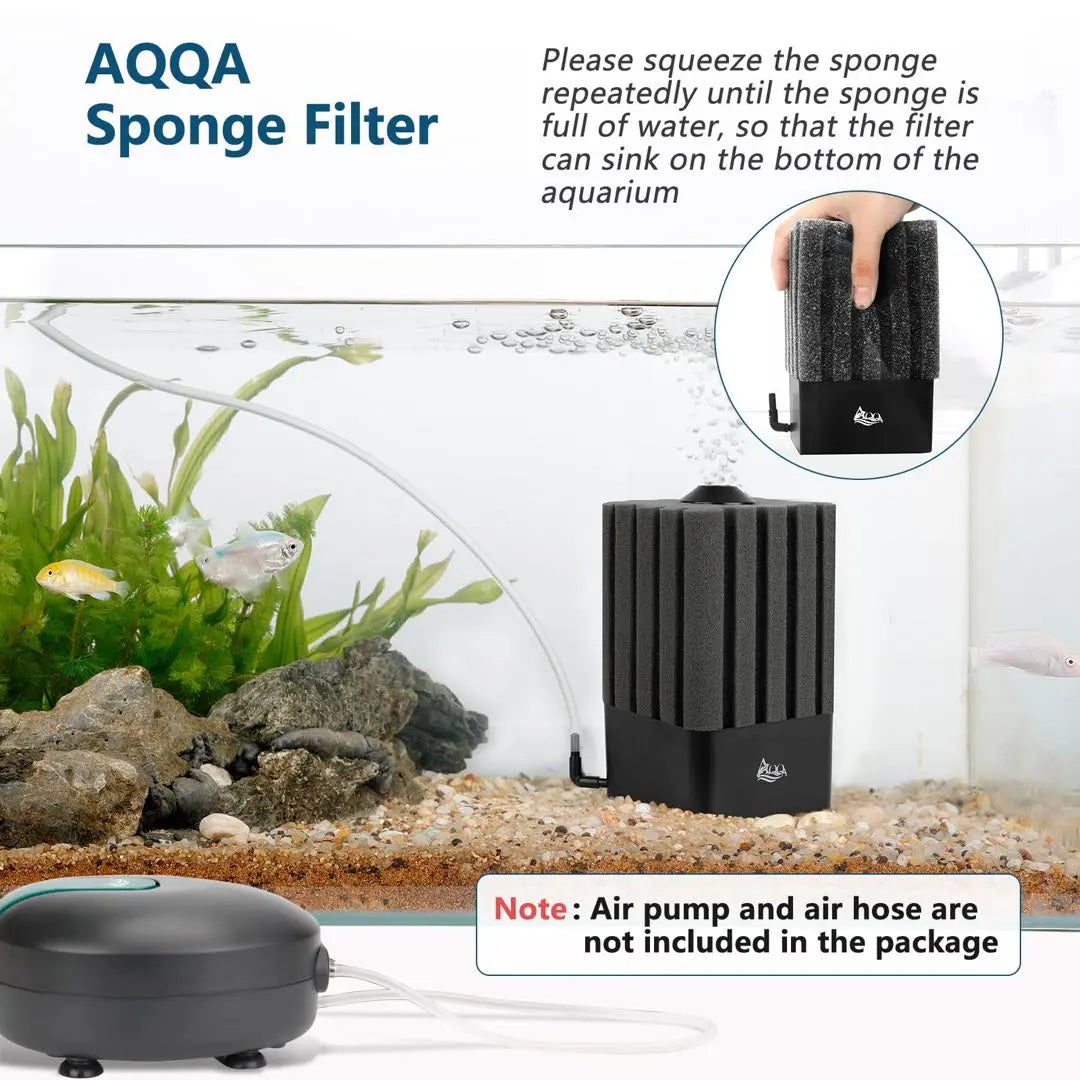 Sponge filter for aquarium underwater tank filters super quiet aeration