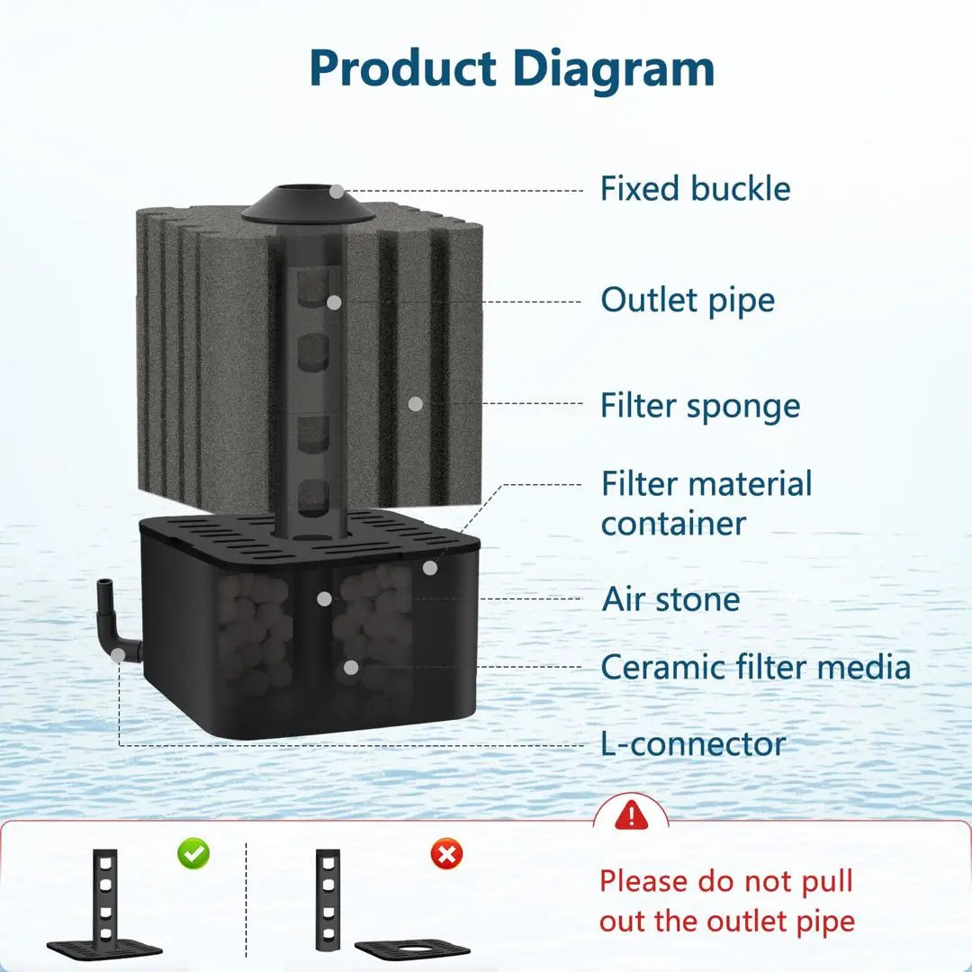 Sponge filter for aquarium underwater tank filters super quiet aeration