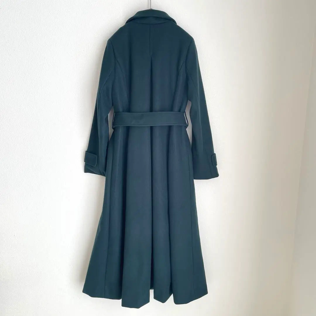 Natural Couture Long Coat with Belt Earth Color Dark Green