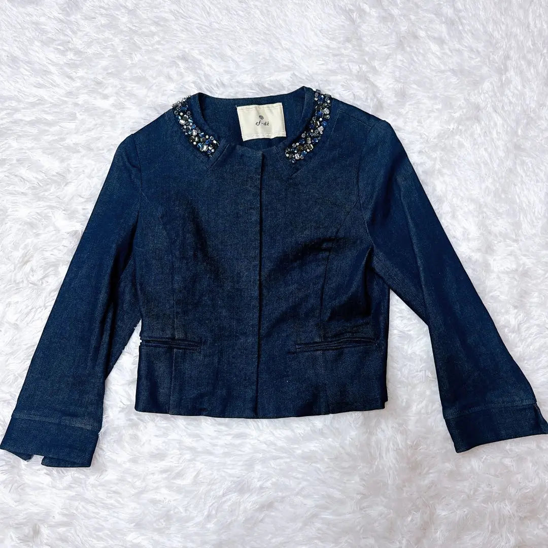 ef-de denim jacket with beads, size 7