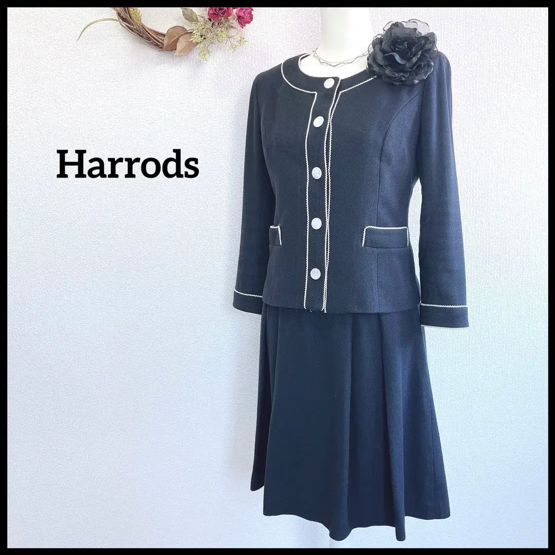 ☆Elegante☆Traje de ceremonia de Harrods, traje de mamá, sin cuello, ceremonia de graduación, azul marino