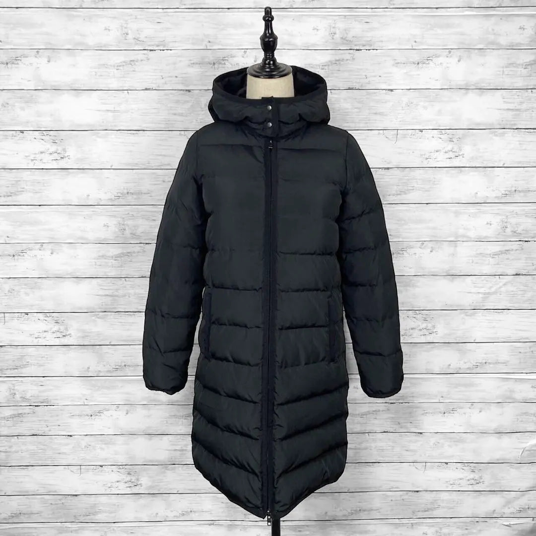 Plage Hooded Down Coat Black Ladies 36 Size