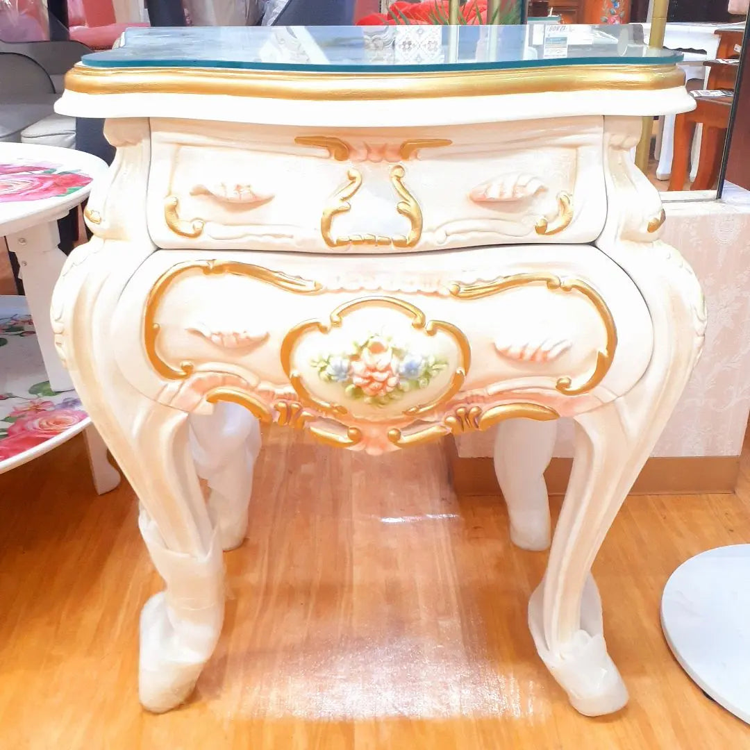 Imported furniture Princess "Cat-legged two-tiered side table" Hand carved carving European