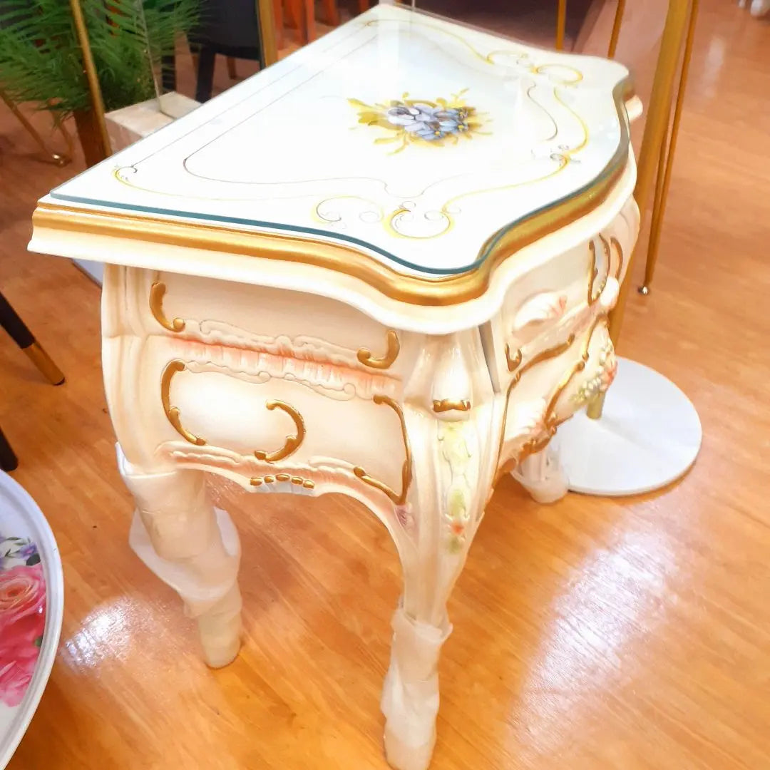 Muebles importados Princesa "Mesa auxiliar de dos niveles con patas de gato" Tallado a mano Talla europea