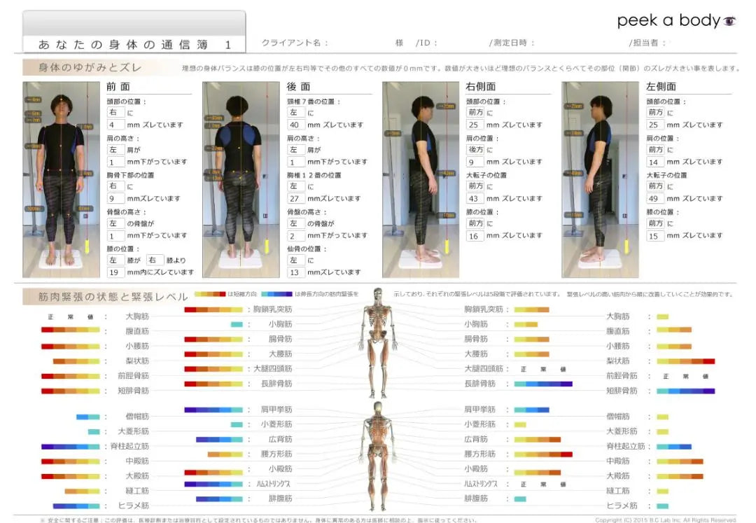 Análisis de postura PEEK A Body Peak Abody Rehabilitación | 姿勢分析 mirar un cuerpo ピークアボディ リハビリ