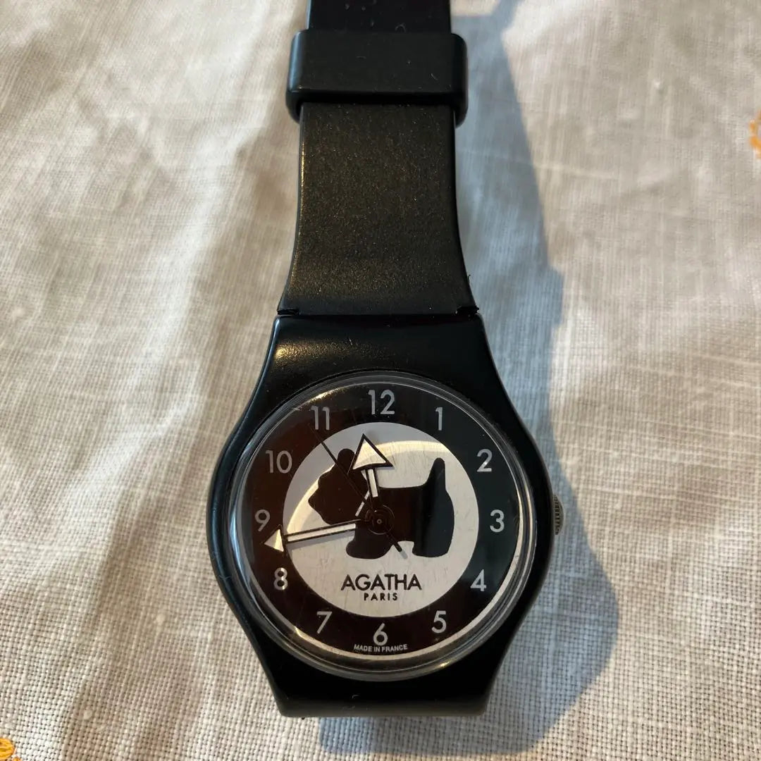 AGATHA Scottish Terrier Black Rubber Belt Watch