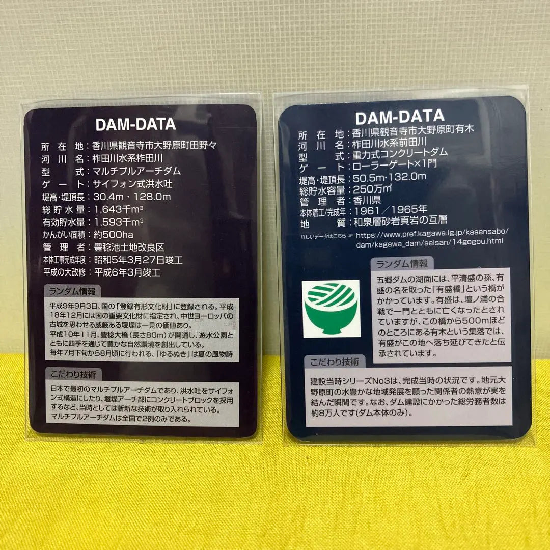 Kagawa prefecture dam card, Itse dam, Totoshi Pond 2 sets