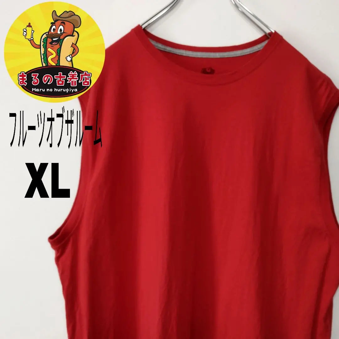 Camiseta sin mangas roja lisa de Fruit of the Room de la época de EE. UU., talla XL