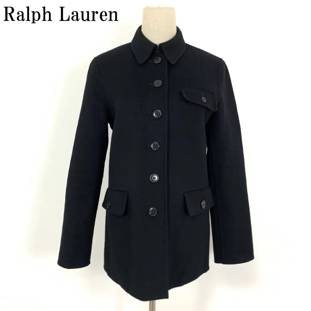 LA4192 Ralph Lauren Chaqueta larga de lana abrigo negro 7