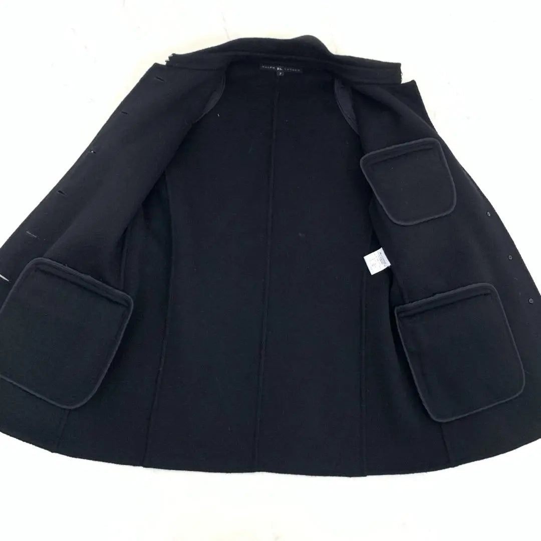 LA4192 Ralph Lauren Chaqueta larga de lana abrigo negro 7