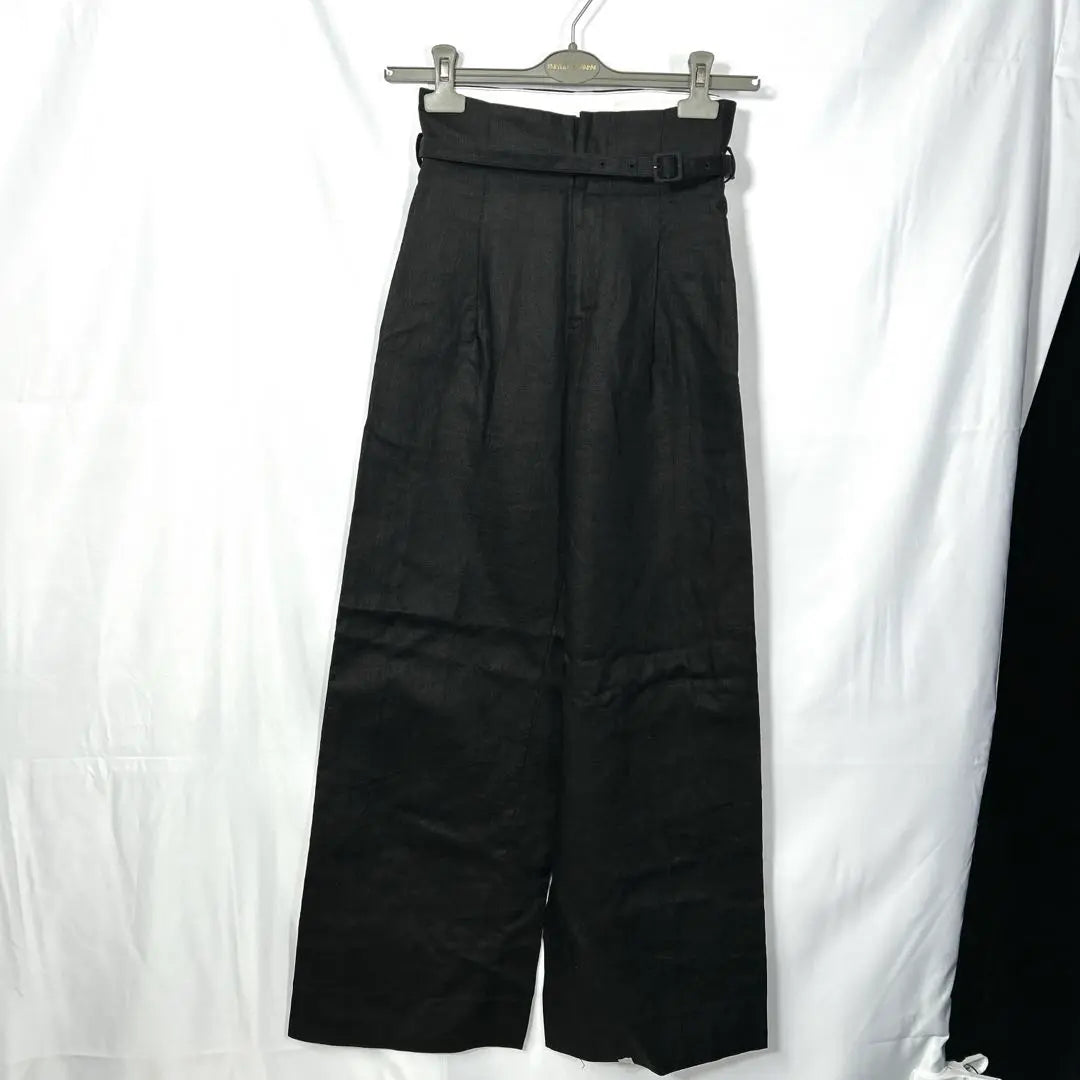 ESTNATION Pantalón Gaucho Negro con Cinturón