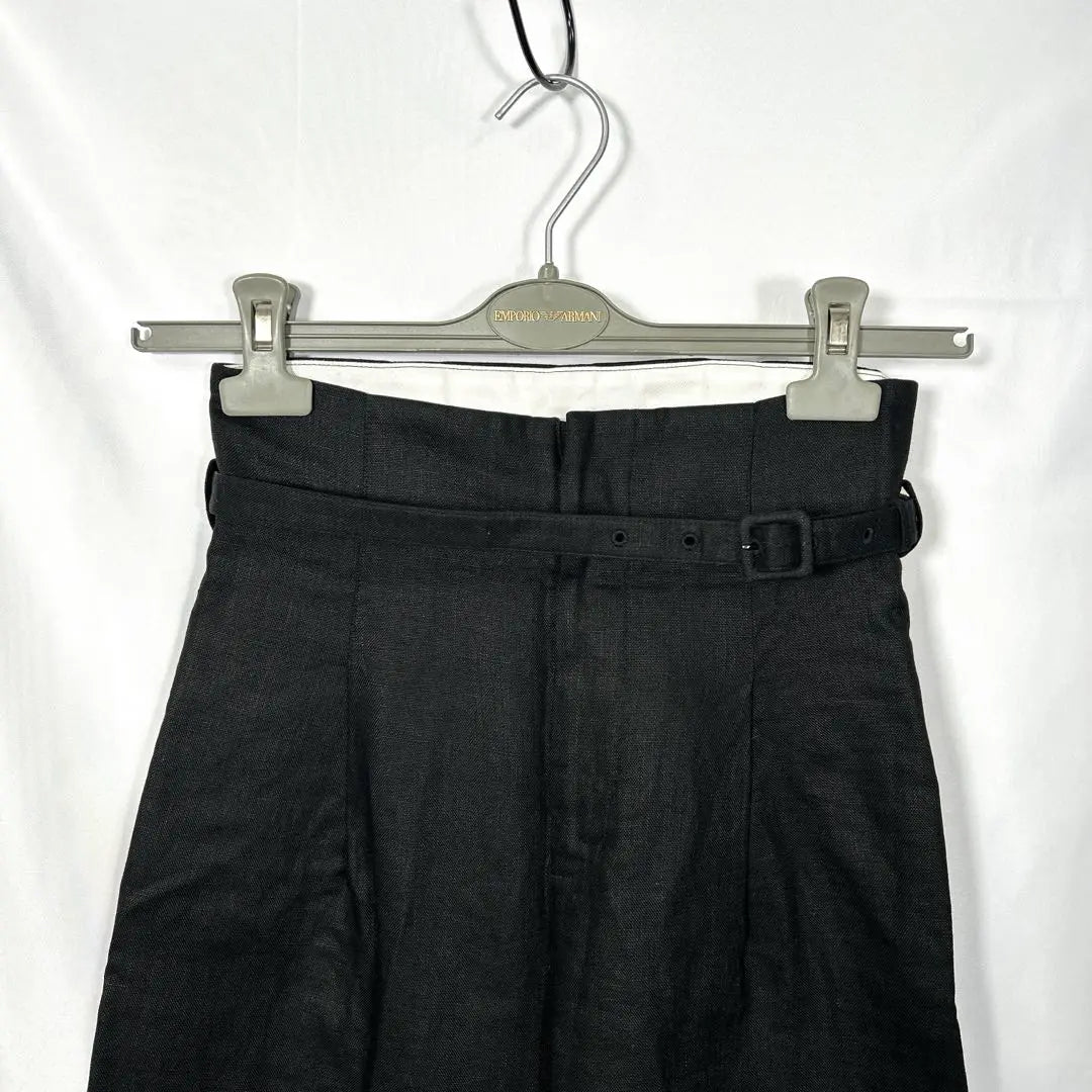 ESTNATION Pantalón Gaucho Negro con Cinturón