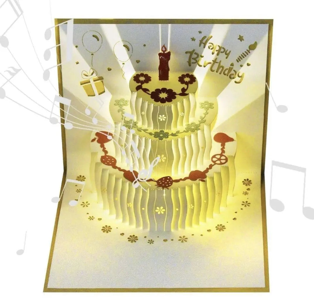 ❤️Birthday Card [Magic Ants LED Lights & Music] Cake