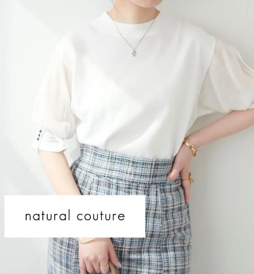 [natural couture] White FREE size short sleeve knit | 【natural couture】白　FREEサイズ　半袖ニット