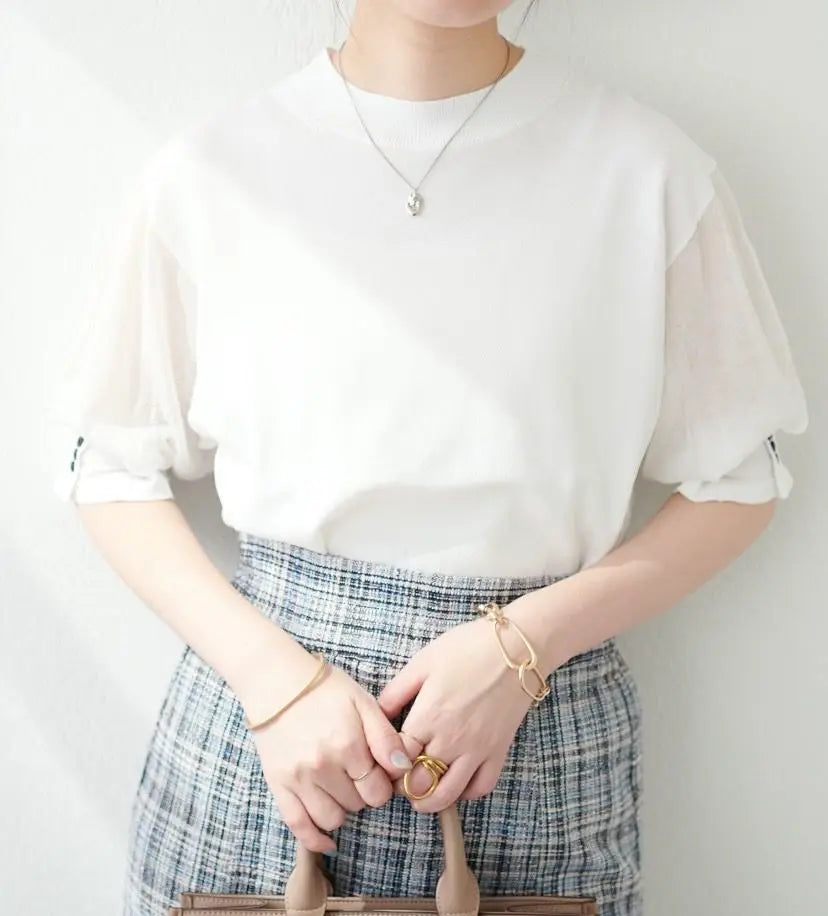 [natural couture] White FREE size short sleeve knit | 【natural couture】白　FREEサイズ　半袖ニット