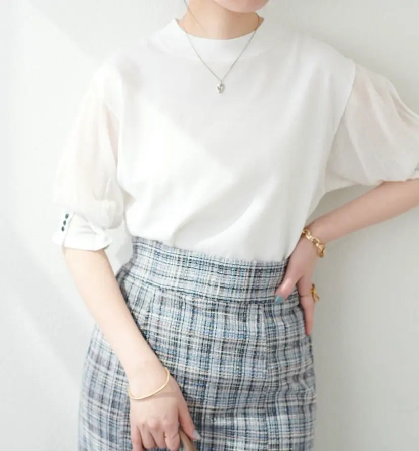 [natural couture] White FREE size short sleeve knit | 【natural couture】白　FREEサイズ　半袖ニット