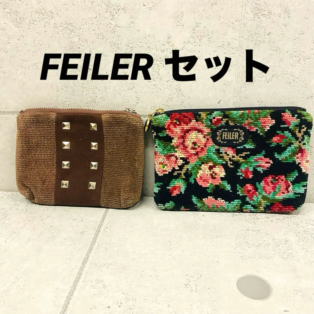 FEILER Pouch Floral Studs Set of 2