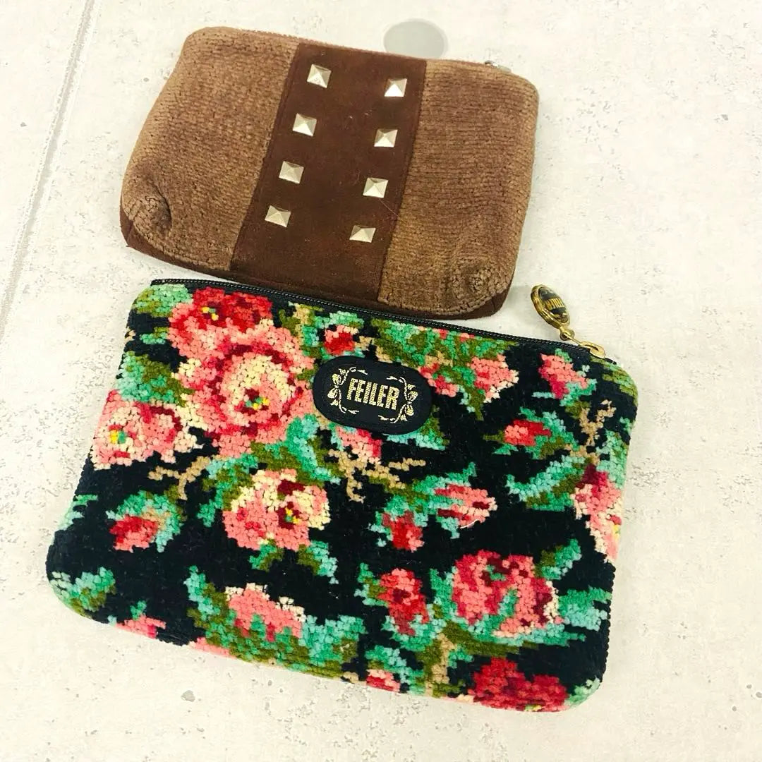 FEILER Pouch Floral Studs Set of 2