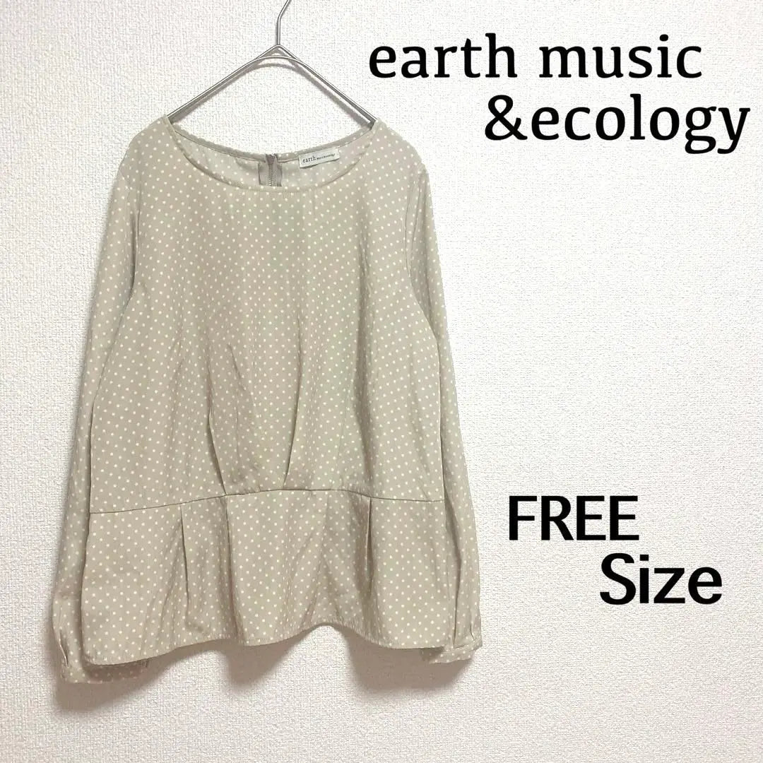 "Tierra, Música y Ecología" (F) * Mangas cortas * Tops * Estampado de lunares * Beige