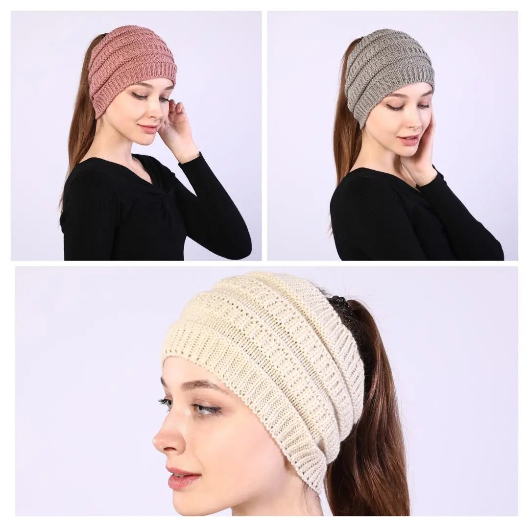 Banda para el cabello de punto [blanca] Banda para el cabello de punto ancha Turbante de punto de hilo