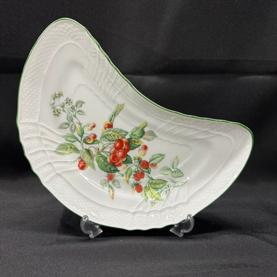 [USED] Richard Ginori Half Moon Crescent Plate 2P Strawberry Cherry | 【USED】リチャードジノリ　半月　クレセント　お皿　2P いちご　さくらんぼ