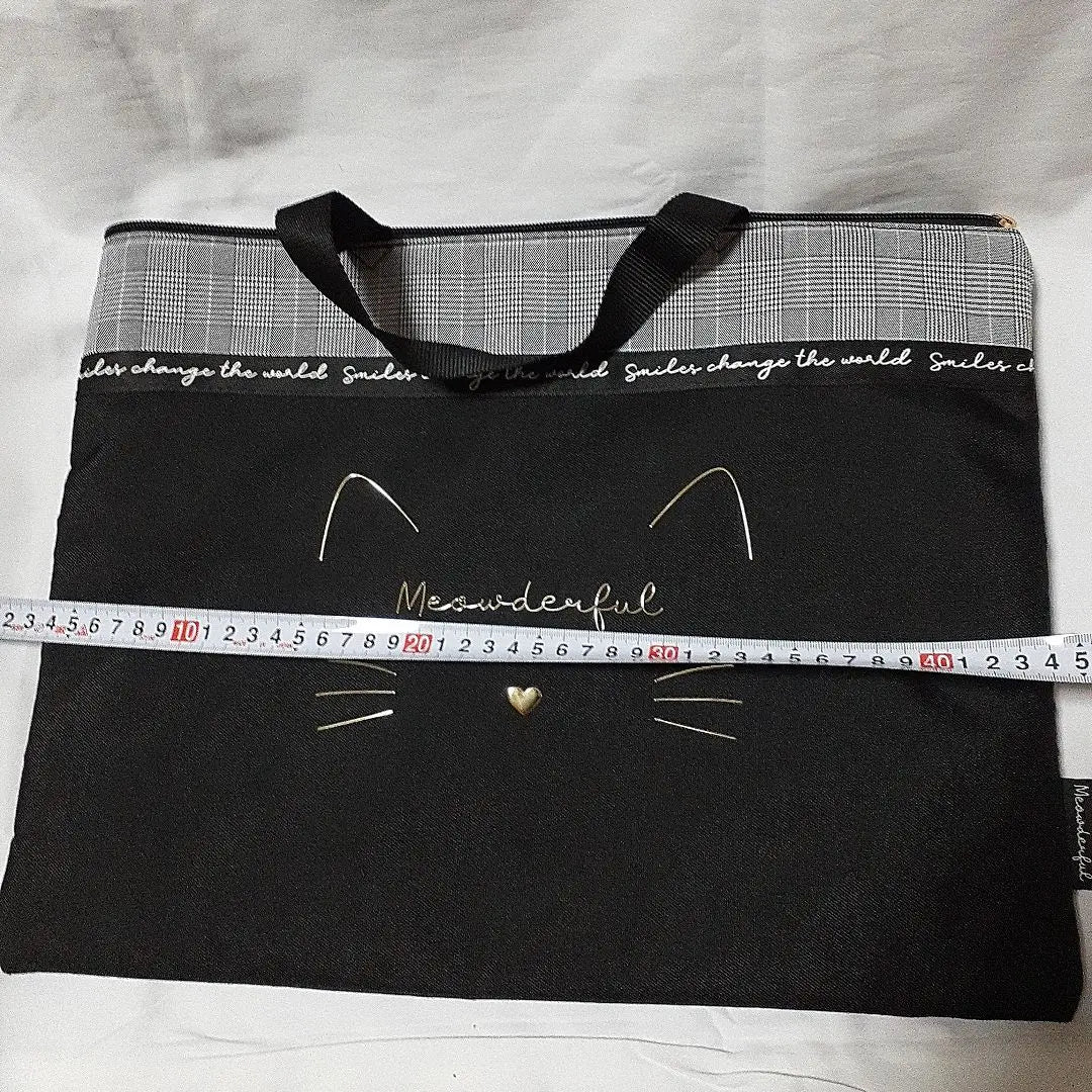 Cat Design Canvas Bag Approx. 30cm x 40cm