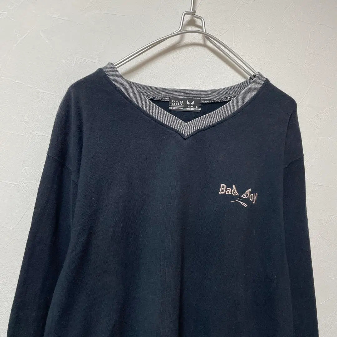 BAD BOY Old Clothing Long T-shirt Embroidered Logo V-Neck Heisei Y2K Archive