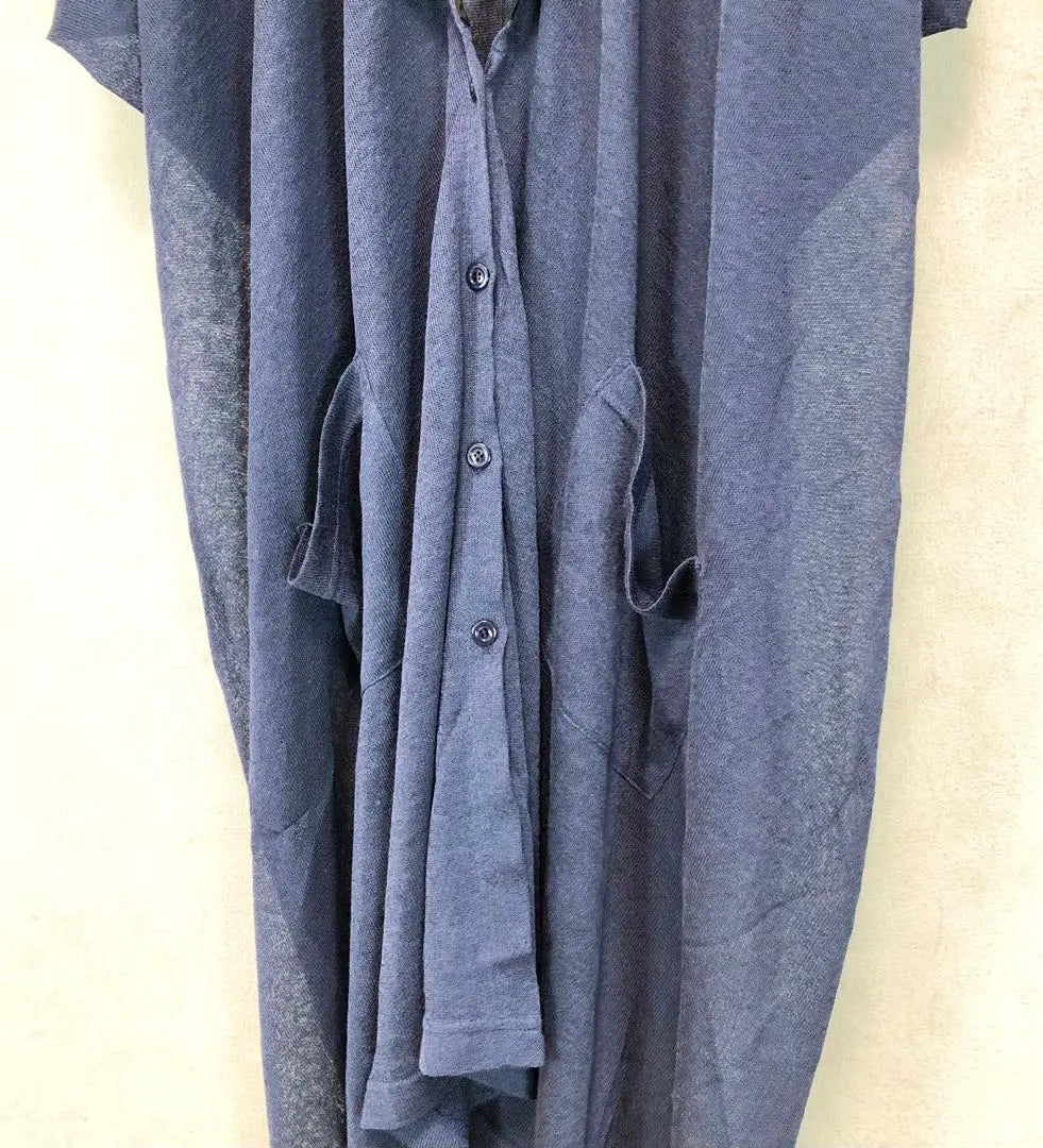 LIMI FEU Limifu Short Sleeve Linen Sheer Long Digan Navy | LIMI feu リミフゥ 半袖 リネンシアーロングカーディガン ネイビー