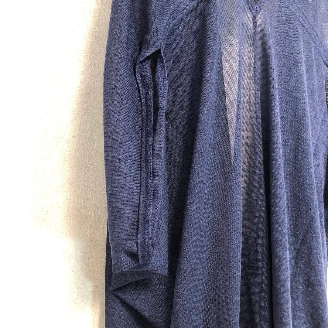 LIMI FEU Limifu Short Sleeve Linen Sheer Long Digan Navy | LIMI feu リミフゥ 半袖 リネンシアーロングカーディガン ネイビー