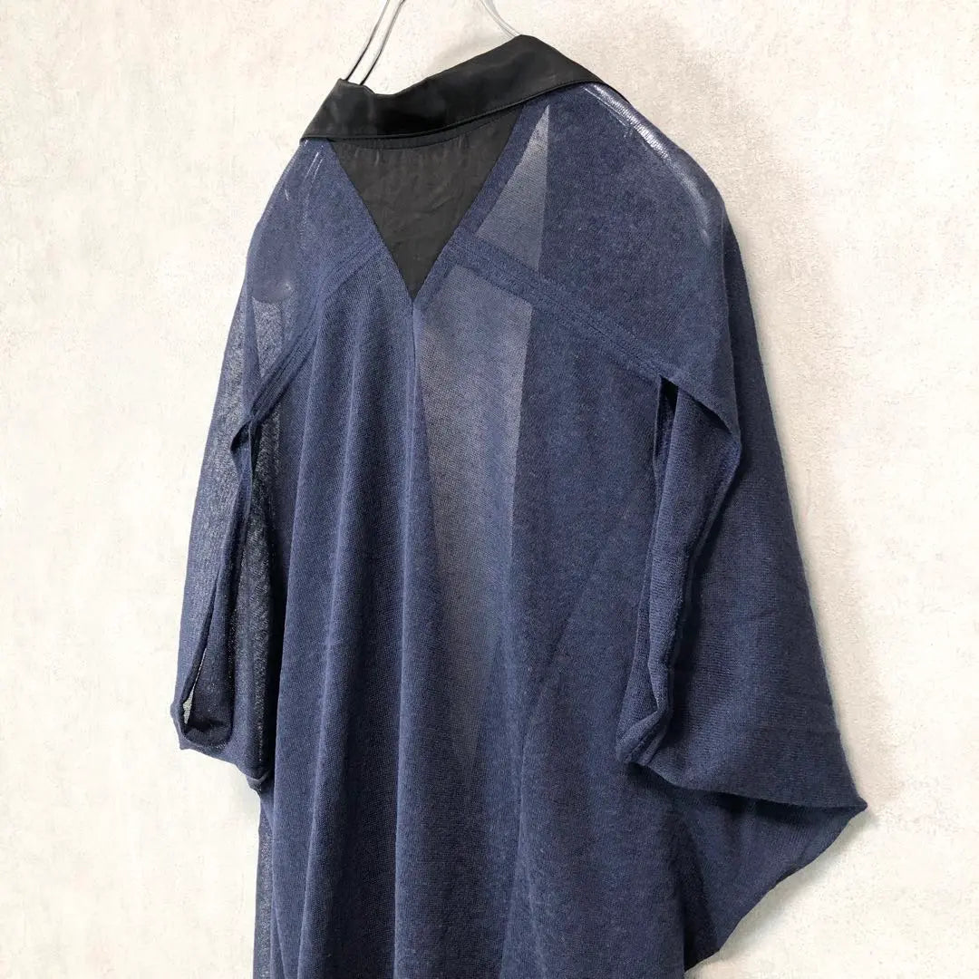 LIMI FEU Limifu Short Sleeve Linen Sheer Long Digan Navy | LIMI feu リミフゥ 半袖 リネンシアーロングカーディガン ネイビー