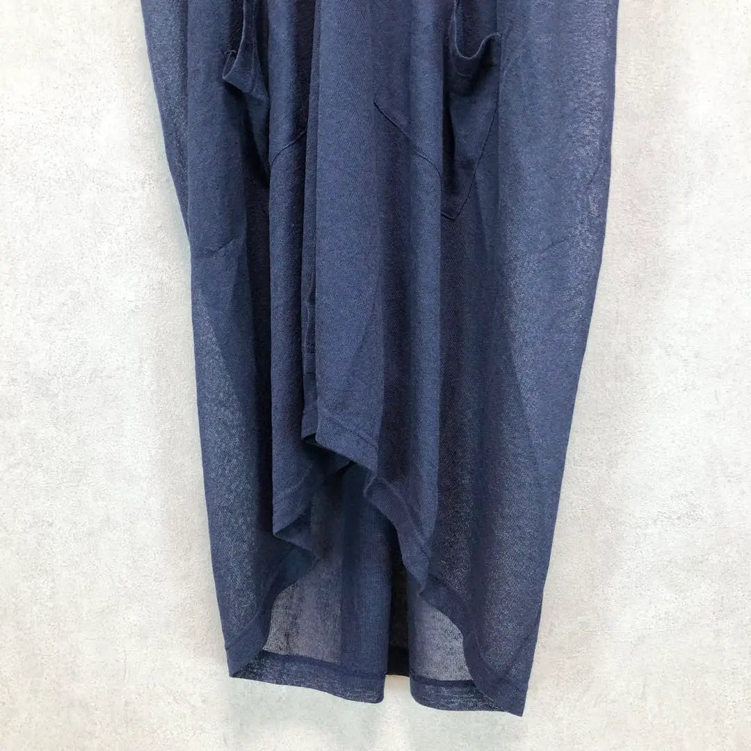 LIMI FEU Limifu Short Sleeve Linen Sheer Long Digan Navy | LIMI feu リミフゥ 半袖 リネンシアーロングカーディガン ネイビー