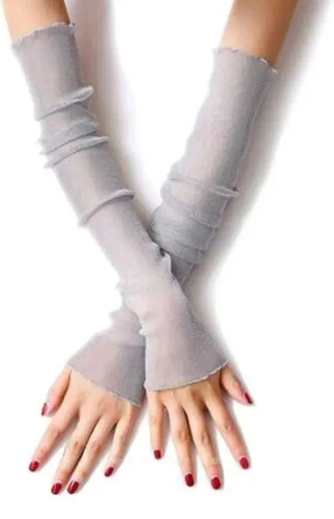 Gloves, Arm Covers, Gray, Women's, Lace, Sun Protection, UV, Flamenco, Spring