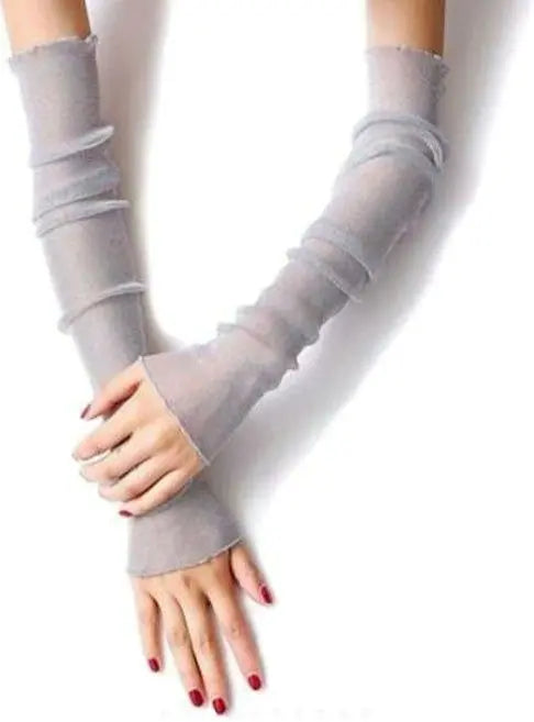 Gloves, Arm Covers, Gray, Women's, Lace, Sun Protection, UV, Flamenco, Spring