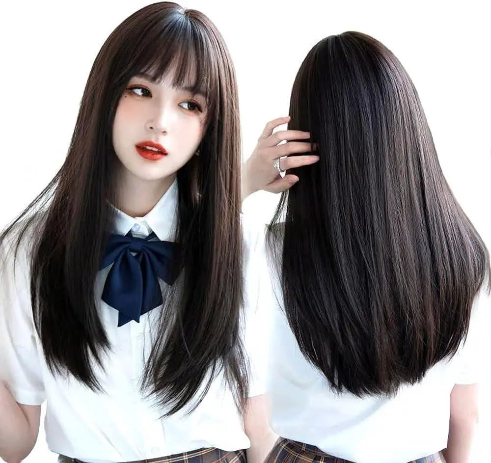 Wig Long Black Straight Full Wig Natural Women's Wig Heat Resistant