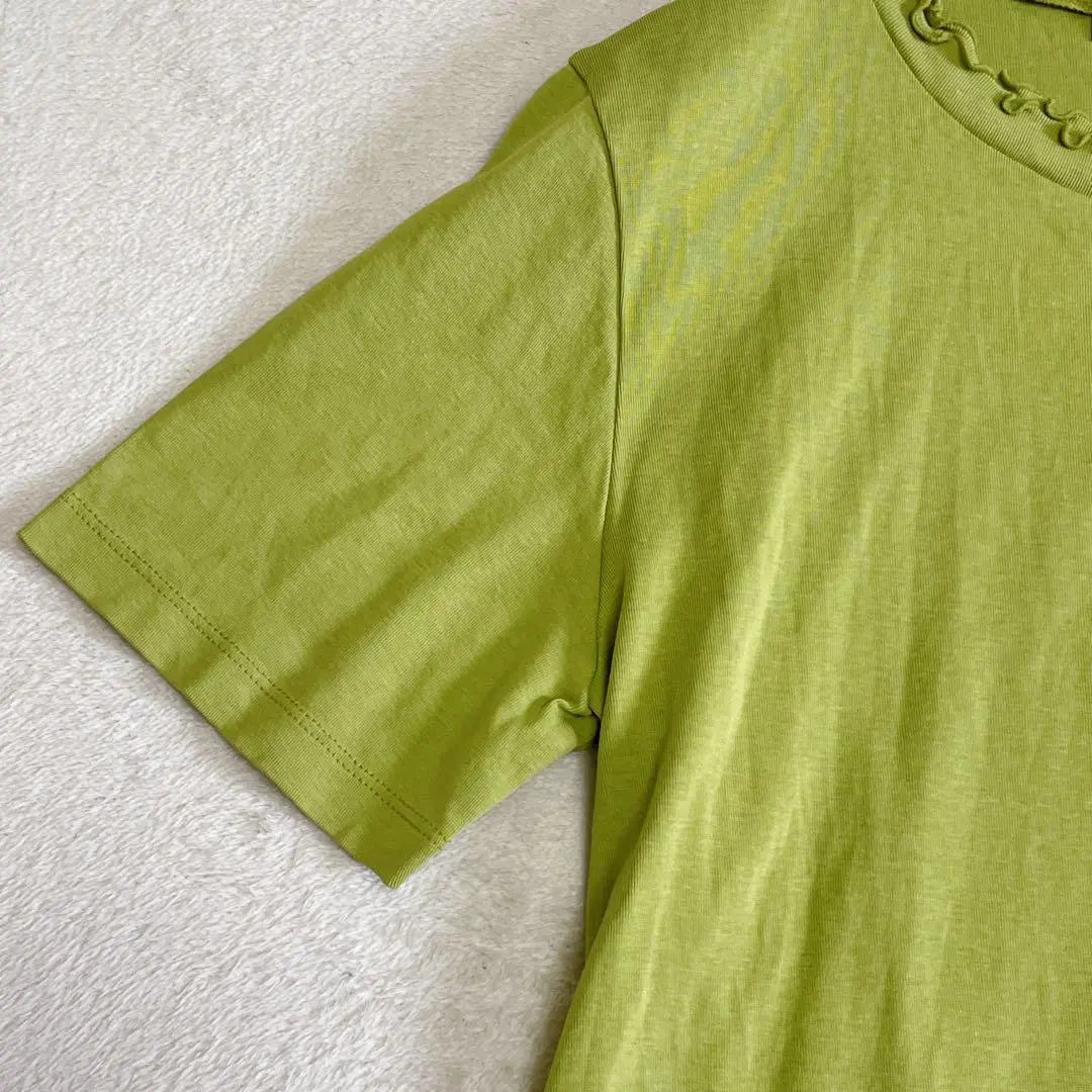 [Natural Store Karov] Short-sleeved cut-and-sew T-shirt, green [Made in Japan]