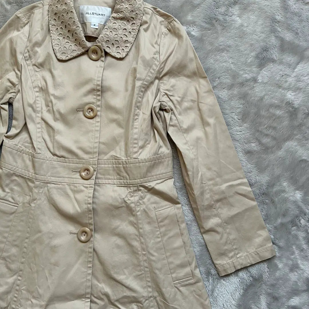 JILL STUART Trench coat beige P a line cotton lace | JILL STUART トレンチコートベージュ P Aライン コットン レース