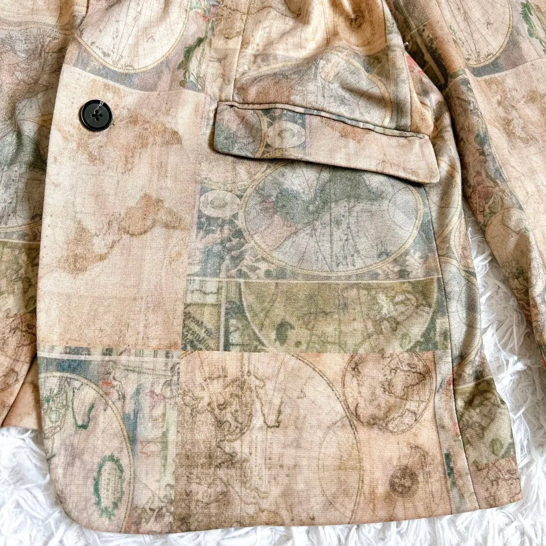 Beautiful condition ⁂No ID⁂ Tailored jacket World map print Rare size L