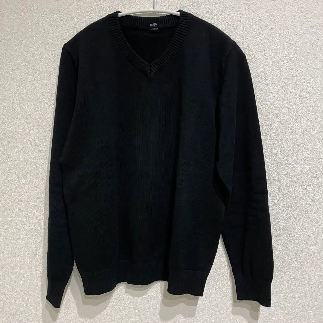 [Chinphone] Men's knit sweater V neck pullover XL black | [チンフォン] メンズ ニット セーター Vネック プルオーバー XL ブラック