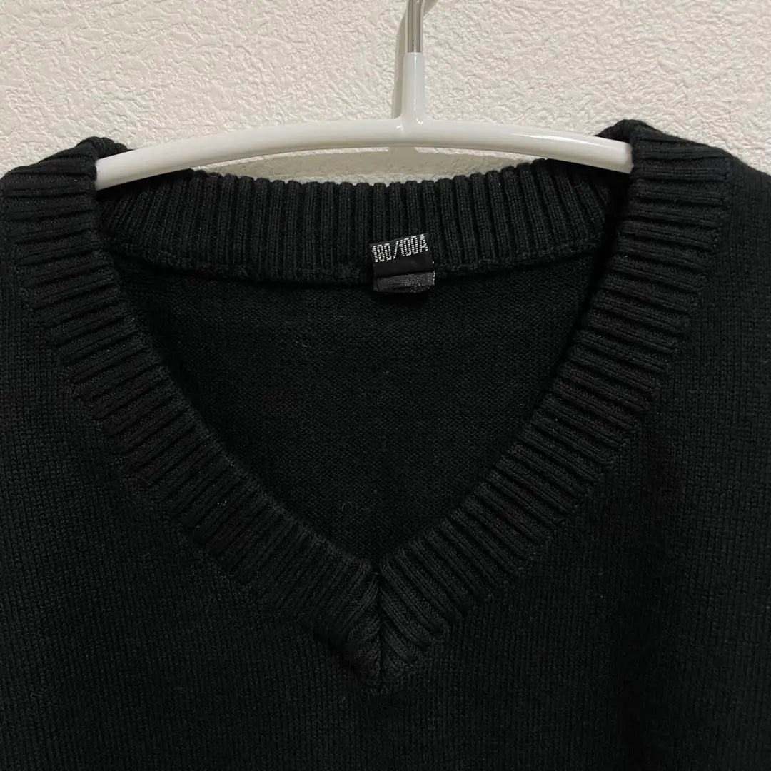 [Chinphone] Men's knit sweater V neck pullover XL black | [チンフォン] メンズ ニット セーター Vネック プルオーバー XL ブラック