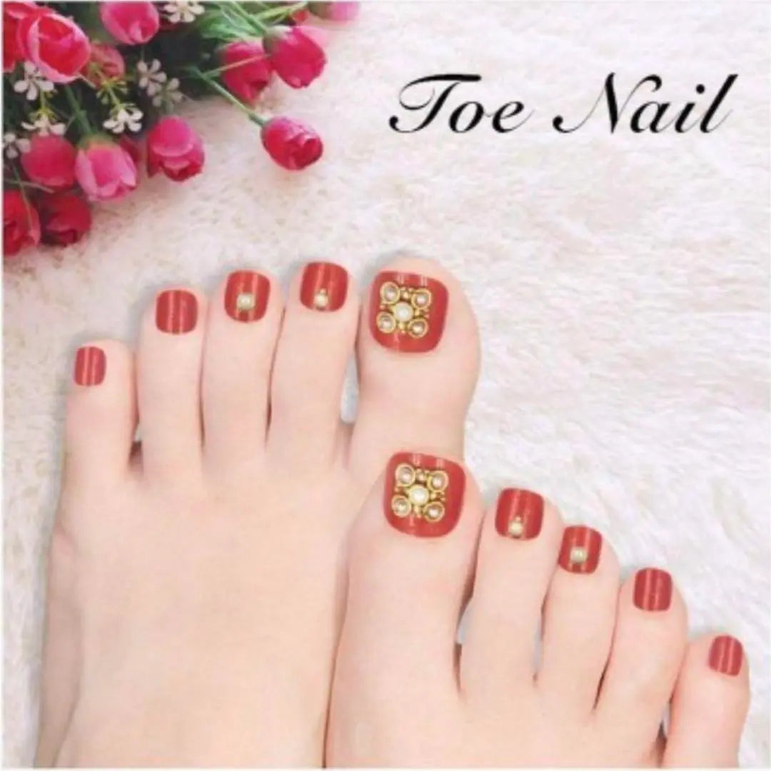 Nail Tip for Foot 24 Piece 3D Foot Nails with Double-Sided Adhesive Tape