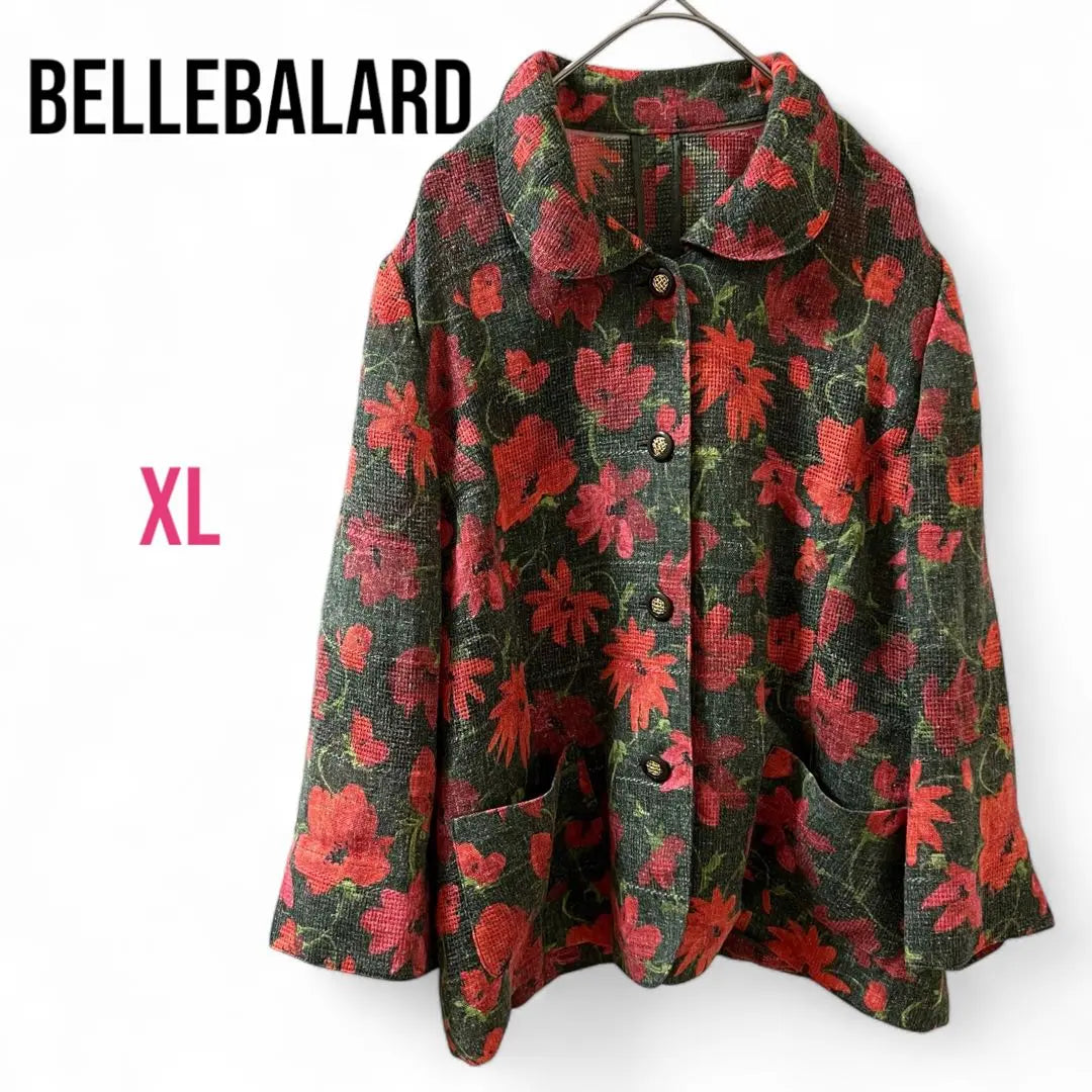 [BelleBalard] Chaqueta con estampado de flores XL Belleza retro transparente | 【BELLEBALARD】 ジャケット 花柄 XL シースルー レトロ 美品