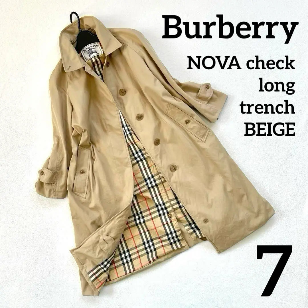 [Buen estado] Gabardina larga Burberry Nova check beige con ala y etiqueta blanca